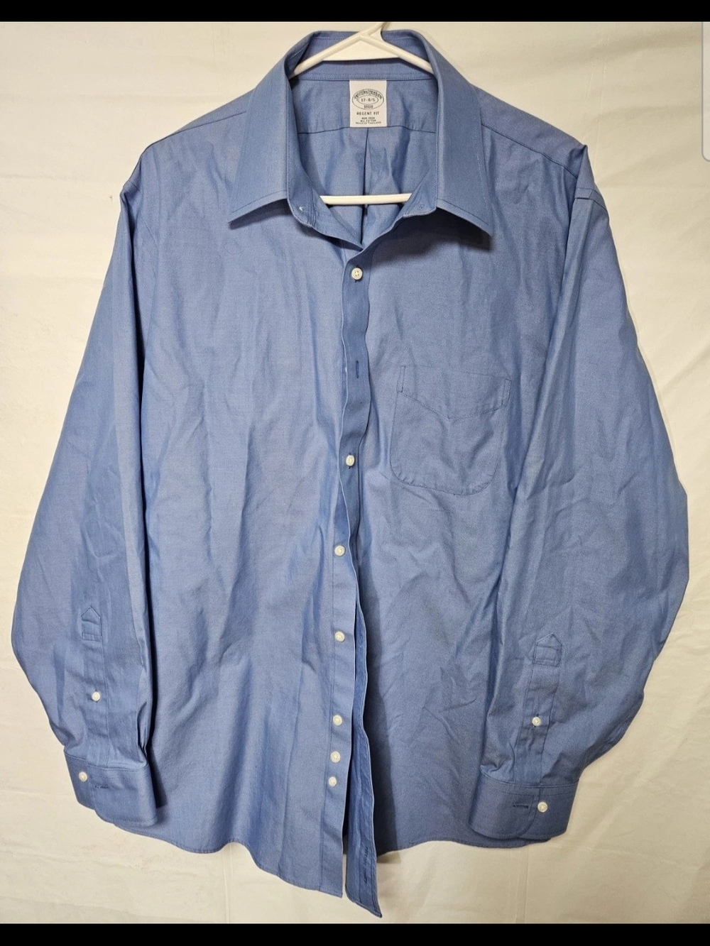 Brooks Brothers Blue Regent Fit 100% Cotton Long-Sleeve Dress Shirt